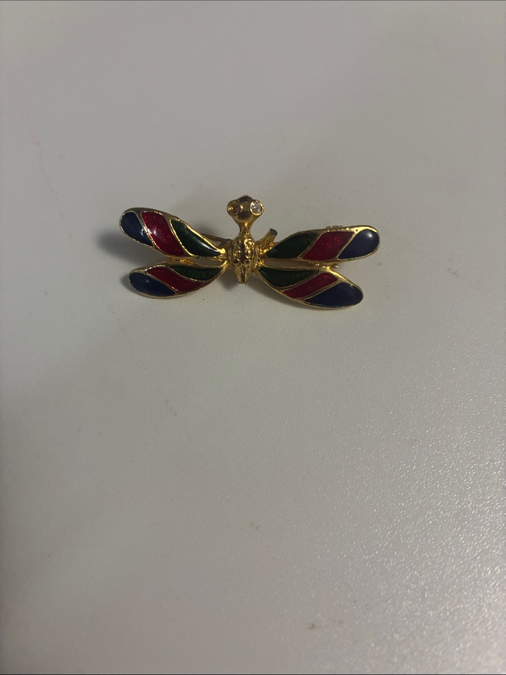 Vintage gold toned dragonfly brooch pin